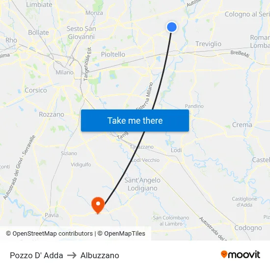 Pozzo D' Adda to Albuzzano map