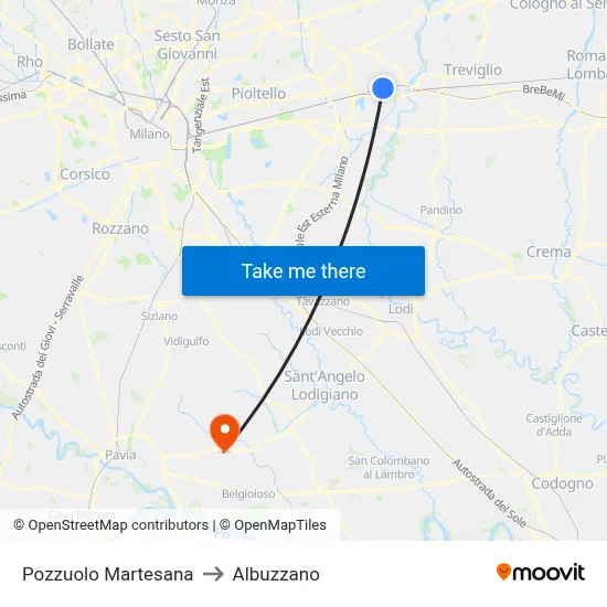 Pozzuolo Martesana to Albuzzano map