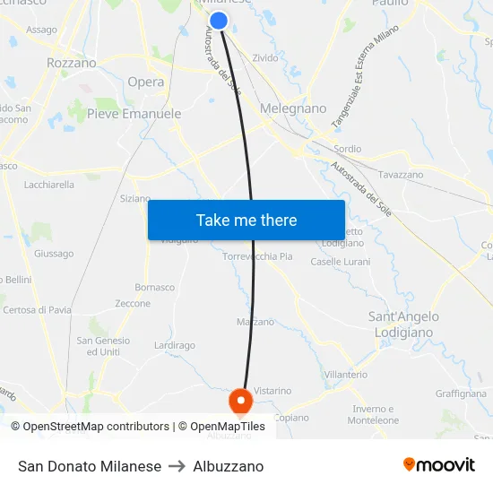 San Donato Milanese to Albuzzano map