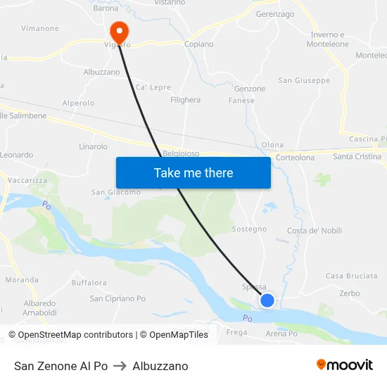 San Zenone al Po to Albuzzano map