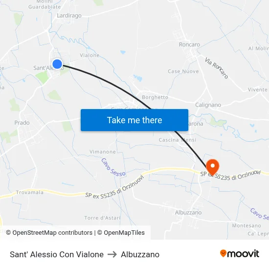 Sant' Alessio Con Vialone to Albuzzano map