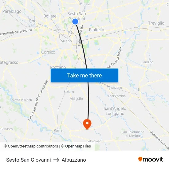 Sesto San Giovanni to Albuzzano map
