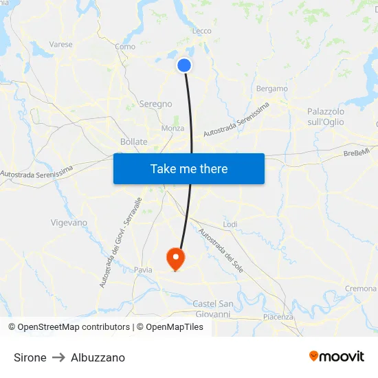 Sirone to Albuzzano map