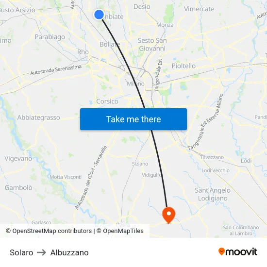 Solaro to Albuzzano map