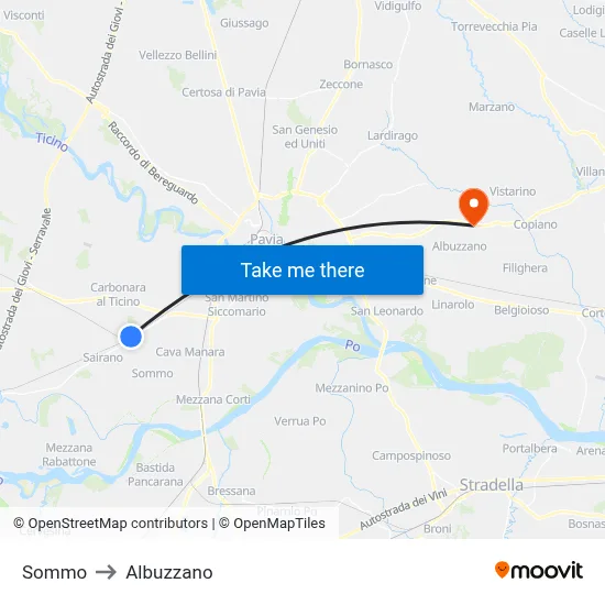 Sommo to Albuzzano map