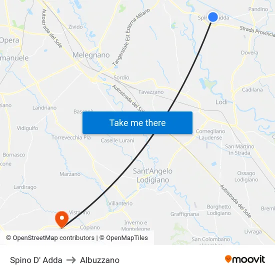 Spino D' Adda to Albuzzano map