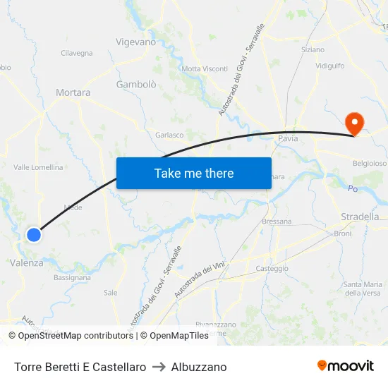 Torre Beretti e Castellaro to Albuzzano map