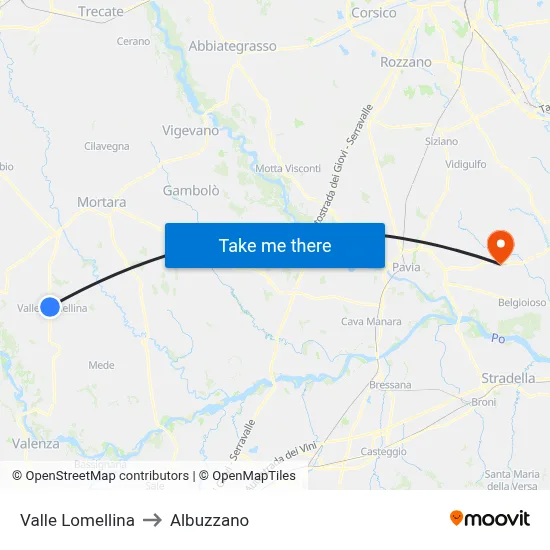 Valle Lomellina to Albuzzano map