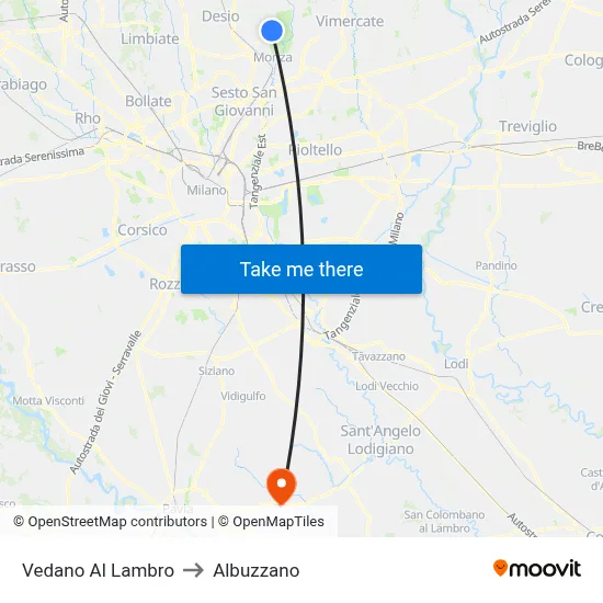 Vedano Al Lambro to Albuzzano map