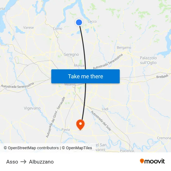 Asso to Albuzzano map