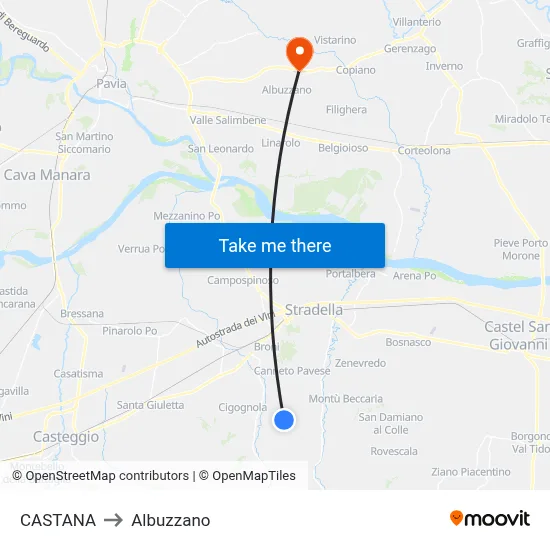 Castana to Albuzzano map