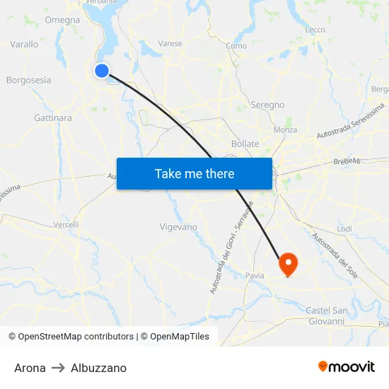 Arona to Albuzzano map