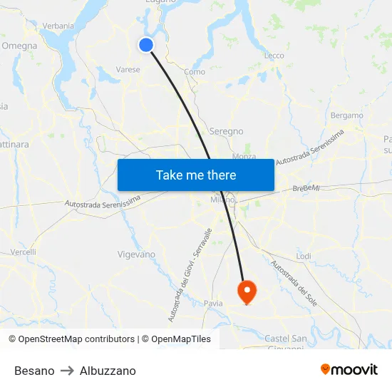 Besano to Albuzzano map