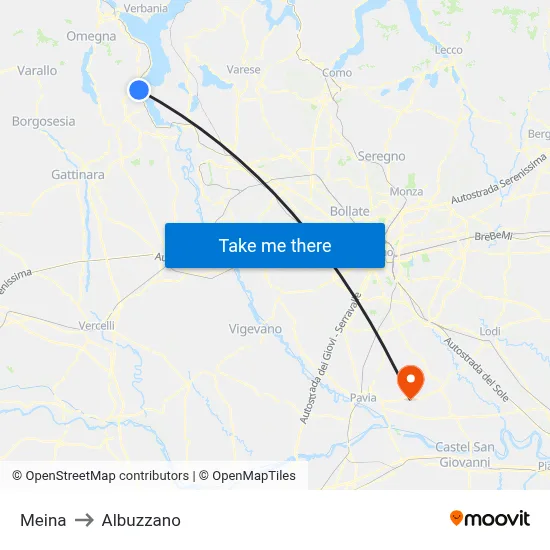 Meina to Albuzzano map