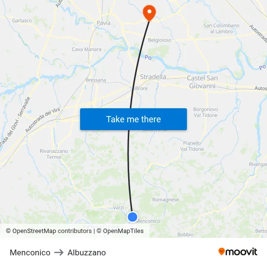 Menconico to Albuzzano map