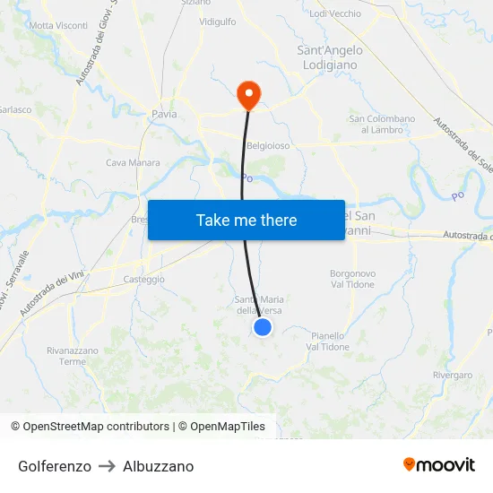 Golferenzo to Albuzzano map