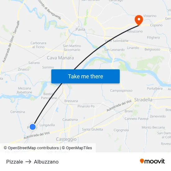 Pizzale to Albuzzano map