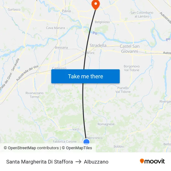 Santa Margherita di Staffora to Albuzzano map