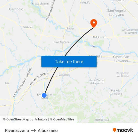 Rivanazzano to Albuzzano map