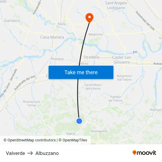 Valverde to Albuzzano map