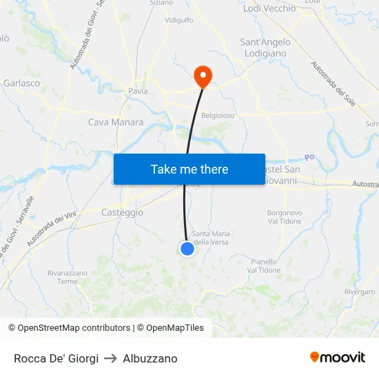 Rocca De' Giorgi to Albuzzano map