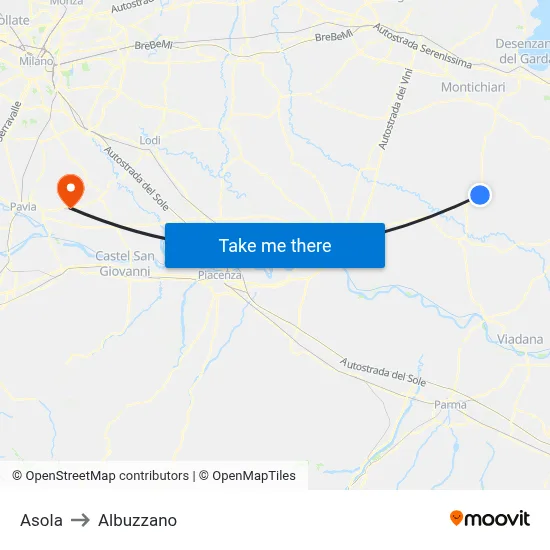 Asola to Albuzzano map