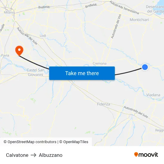Calvatone to Albuzzano map