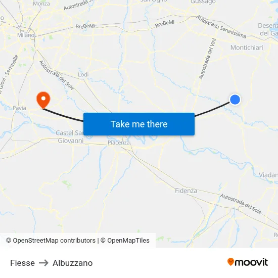 Fiesse to Albuzzano map