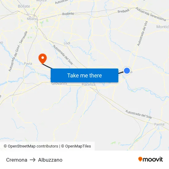 Cremona to Albuzzano map