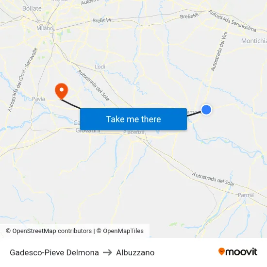 Gadesco-Pieve Delmona to Albuzzano map