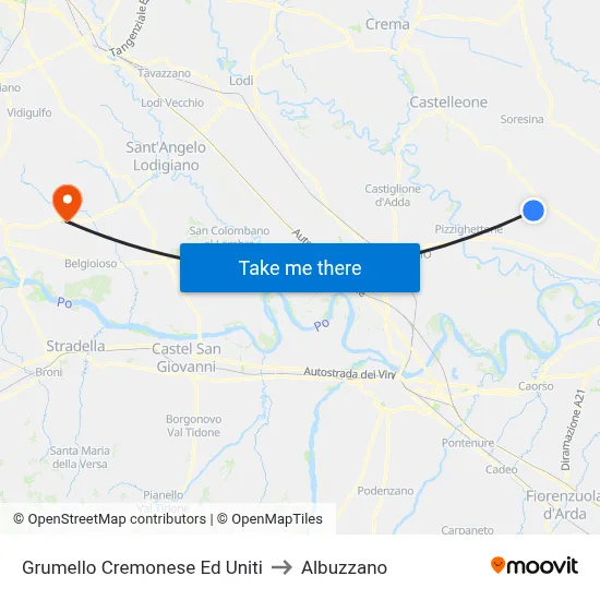 Grumello Cremonese Ed Uniti to Albuzzano map