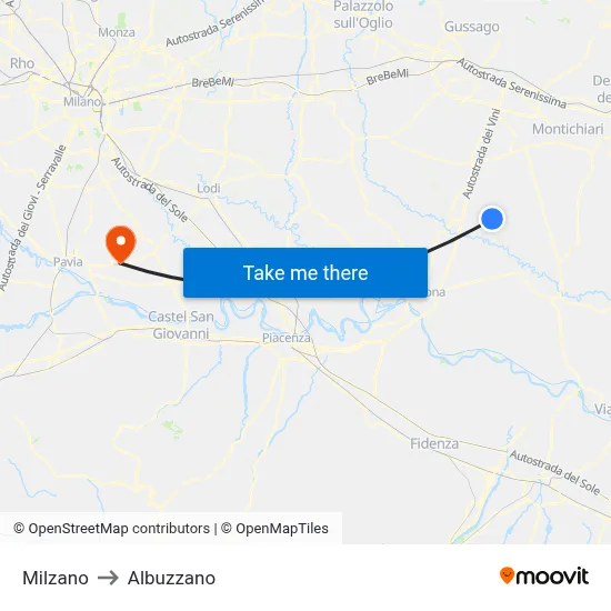 Milzano to Albuzzano map