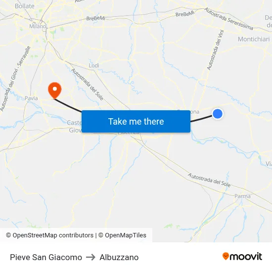 Pieve San Giacomo to Albuzzano map