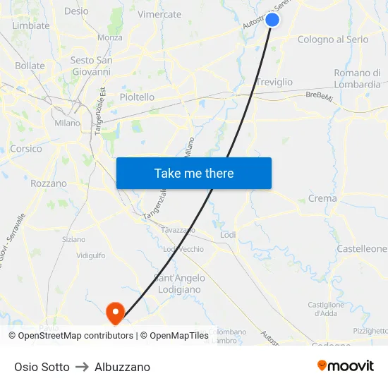 Osio Sotto to Albuzzano map