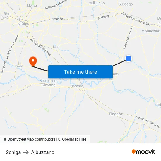 Seniga to Albuzzano map