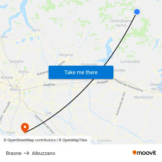 Braone to Albuzzano map