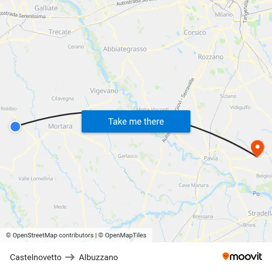 Castelnovetto to Albuzzano map