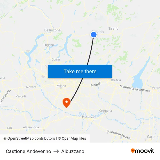 Castione Andevenno to Albuzzano map