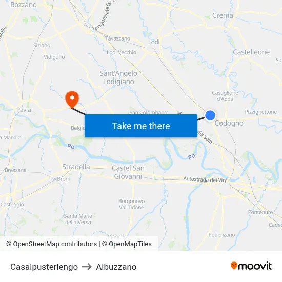 Casalpusterlengo to Albuzzano map