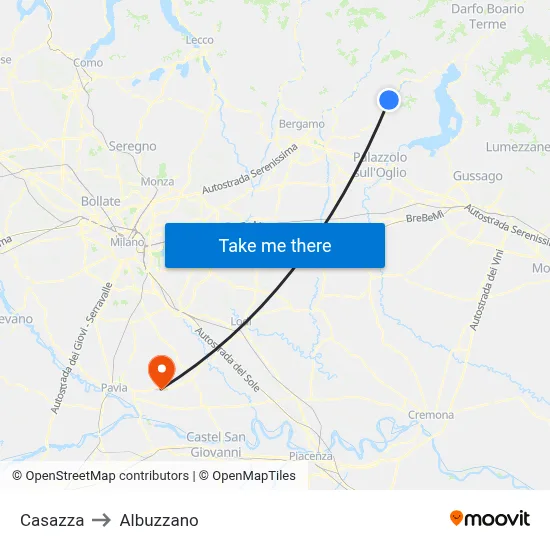 Casazza to Albuzzano map