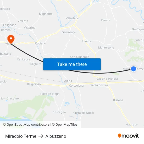 Miradolo Terme to Albuzzano map