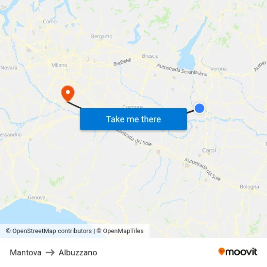 Mantova to Albuzzano map