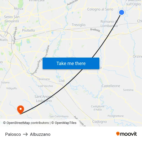 Palosco to Albuzzano map