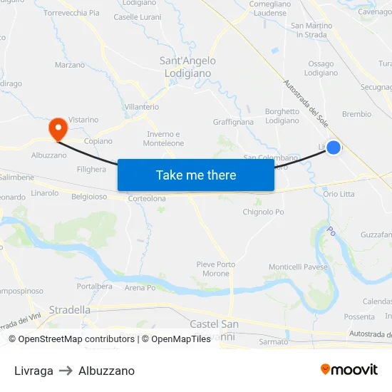 Livraga to Albuzzano map