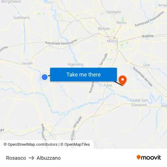 Rosasco to Albuzzano map
