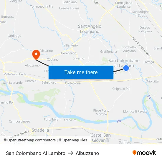 San Colombano Al Lambro to Albuzzano map