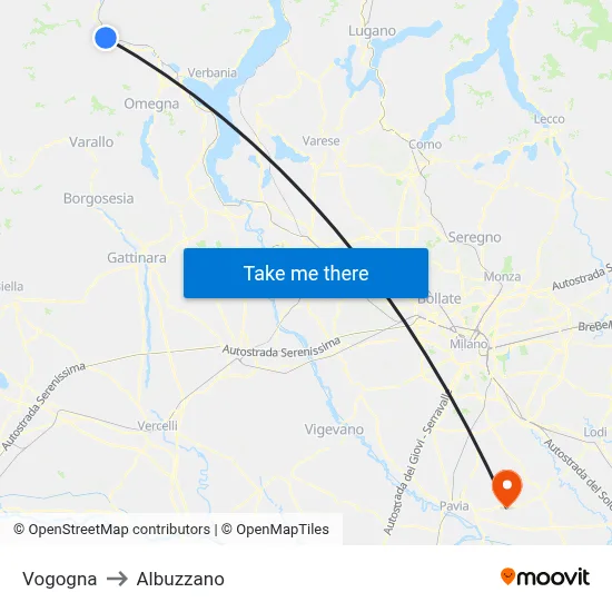 Vogogna to Albuzzano map