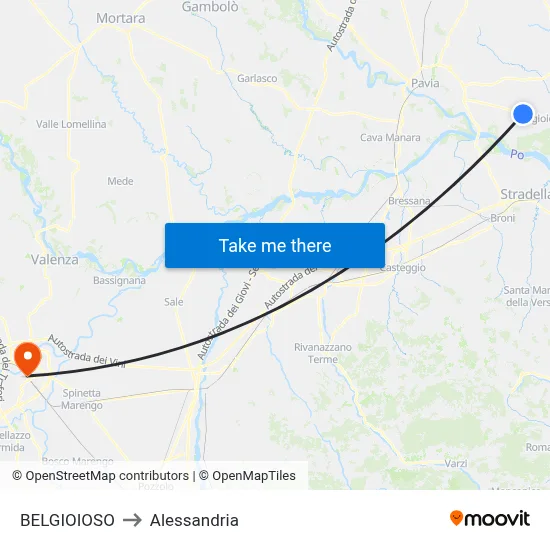 Belgioioso to Alessandria map