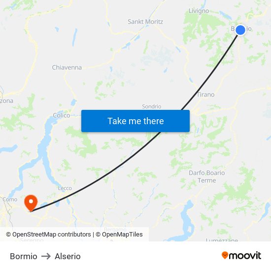 Bormio to Alserio map