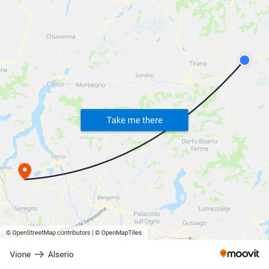 Vione to Alserio map